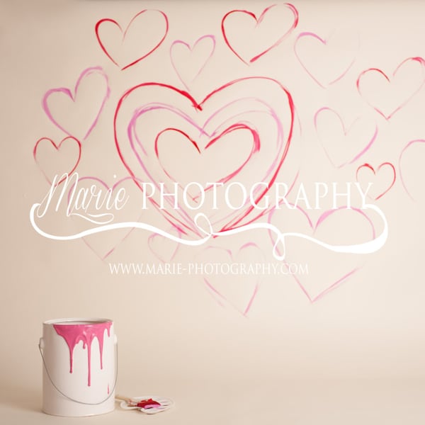 INSTANT DOWNLOAD-Valentines Day Paint Bucket Backdrop! Newborn Photo prop! Digital Backdrop!