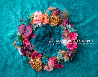 Instant Download newborn wreath! Mermaid newborn digital!  Newborn prop wreath digital backdrop!