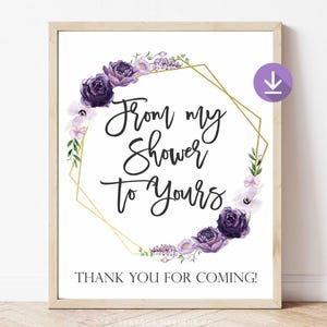 Purple From My Shower To Yours Sign Printable Lavender Bath Bomb Favors Sign Bridal Shower Sign Baby Shower Sign Bath Favors Body Wash 335