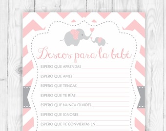 Wishes for baby in spanish elefante rosa deseos para la bebe español juegos baby shower printable espanol pink and grey baby shower game 105