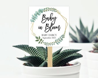 Baby in bloom favor tags watch me grow tags succulent favor tags plants favor tags printable baby shower favor tags succulent favors 323