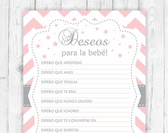 Baby shower wishes for baby in spanish deseos para la bebe español juegos baby shower printable espanol pink and grey baby shower game 105