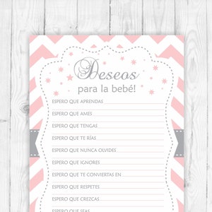 Wishes For Baby Shower Game In Spanish Floral Deseos Para La Etsy