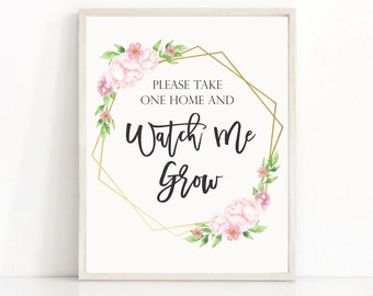 Watch me grow sign printable succulent favors baby shower sign succulents sign peonies favors sign baby shower favors table plant favors 326