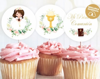 Cupcake Topper Kommunion Mädchen Erstkommunion Mädchen Spanisch Kommunion Mädchen Spanisch 250