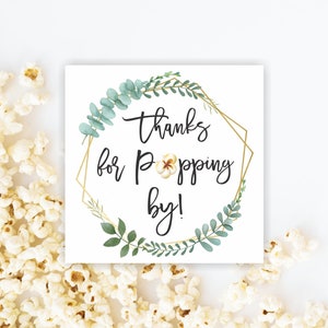 Thanks for popping by tags ready to pop tags printable popcorn bridal shower favor tags movie night tags baby shower tags popcorn tags 323
