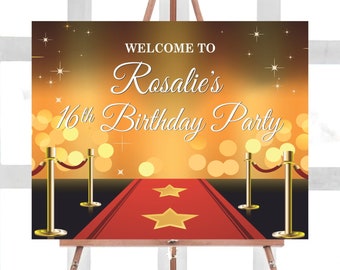 Red Carpet Welcome Sign Movie Night Birthday Party Sign Printable Red Carpet Gala Sign Birthday Hollywood Party Sign Movie Birthday 309