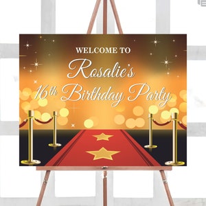 Red Carpet Welcome Sign Movie Night Birthday Party Sign Printable Red Carpet Gala Sign Birthday Hollywood Party Sign Movie Birthday 309