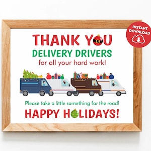 Christmas Delivery Thank You Sign Holidays Delivery Driver Sign Mailman Snack Sign Take A Treat Merry Christmas Delivery Sign Printable 350