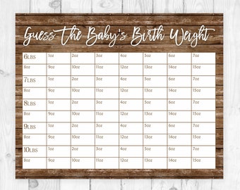 Guess the baby's weight baby shower game guessing game baby shower game baby guesses baby predictions printable game guess the weight