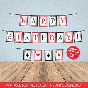 Casino Banner Printable Poker Bunting Flags Casino Birthday Decor Casino Night Party Cards Birthday Banner Vegas Banner Poker Game Night 200