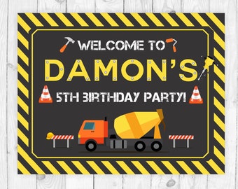 Construction sign construction party signs welcome sign construction birthday printable truck welcome sign worker sign boy birthday 218