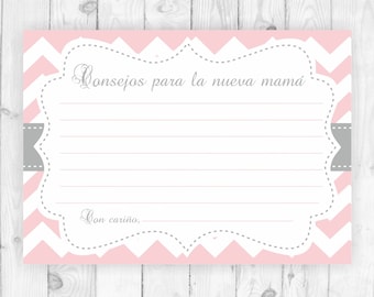 Consejos para la mama tarjeta advice for the mommy to be in spanish printable baby shower español juegos baby shower pink advice card 105