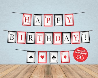 Casino-Banner zum Ausdrucken, Poker-Wimpelkette, Casino-Geburtstagsdeko, Casino-Nacht-Partykarten, Geburtstagsbanner, Vegas-Banner, Poker-Spielabend 200