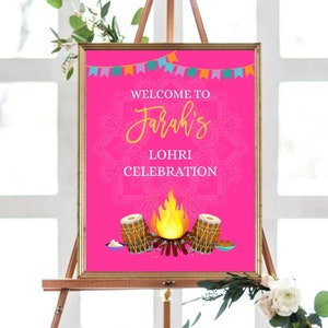 Lohri sign Girl Lohri welcome sign editable Punjabi sign First Lohri sign Lohri decoration printable Lohri banner digital Lohri party 300
