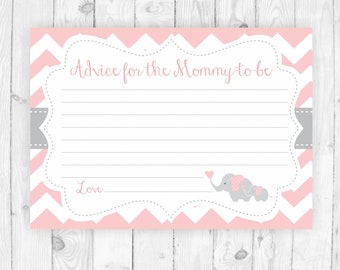 Elephant advice card pink advice for the mommy to be printable baby shower advice baby shower games pink elephant baby shower its a girl 105