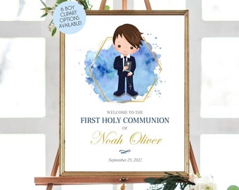 Boy first communion sign printable welcome sign boy first communion decor for boy comunion niño guestbook boy communion decoration 349