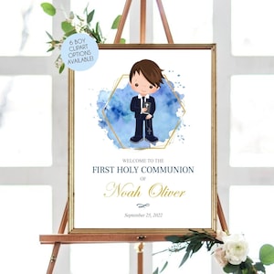 Segno di benvenuto per la prima comunione del bambino, stampabile, decorazione per la prima comunione del bambino, libro degli ospiti per la comunione del bambino, decorazione per la comunione del bambino 349