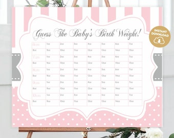 Guess the baby's weight baby shower game guessing game baby shower game baby guesses baby predictions printable game guess the weight 124