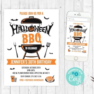 Halloween-Grill-Einladung, Halloween-Geburtstagseinladung, Halloween-Vorlage, Einladung zur Halloween-Straßenparty, Essen und Trinken, Halloween-Grillen 133