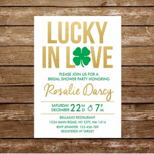 Lucky in love bridal shower invitation st patricks day bridal shower invitation st patricks template invitation st patricks invite irish 235