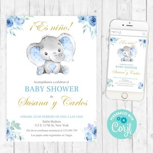 Invitacion babyshower espanol boy babyshower in Spaans nodigen olifant imprimible en español uitnodiging fiesta babyshower nino azul 175