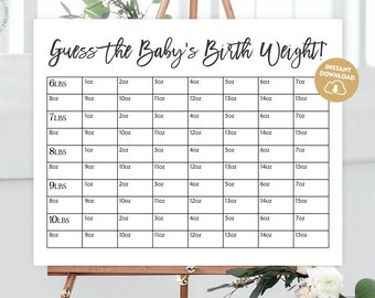 Guess the baby's weight baby shower game guessing game baby shower game baby guesses baby predictions printable game guess the weight 332