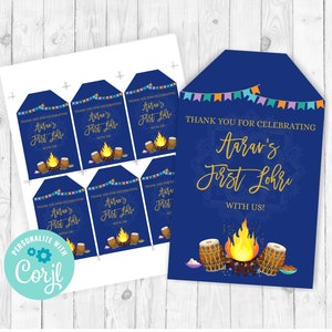 Etiquetas de Favor Lohri para Imprimir Etiquetas de Favor de Cartão de Agradecimento Lohri para Imprimir Etiqueta de Favor de Celebração Punjabi Etiquetas de Favor da Índia Decoração de Favor Lohri 300