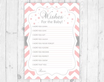 Baby shower wishes for baby wishes for baby printable wishes card pink and grey baby shower game printable baby game wishes for baby 105