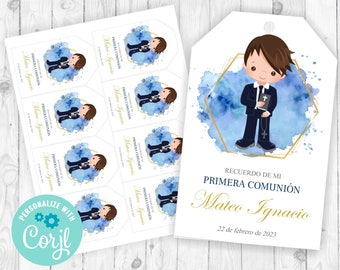 Tarjeta comunion niño editable recuerdo primera comunion nene invitacion varon first communion boy in spanish tags comunion en español 349