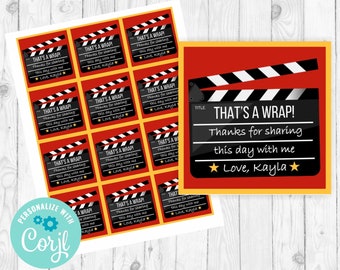 Cinema favor tags movie birthday favor tags red carpet tags printable movie party movie night stickers popcorn gift tags movie clapboard tag