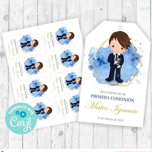 Tarjeta communie niño bewerkbaar recuerdo primera communie nene invitacion varon eerste communie jongen in het Spaans tags comunion en español 349