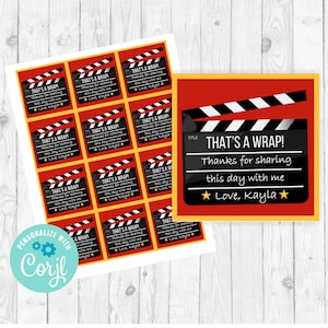 Cinema favor tags movie birthday favor tags red carpet tags printable movie party movie night stickers popcorn gift tags movie clapboard tag