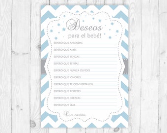 Deseos para el bebe Baby Shower Wishes for Baby auf Spanisch español Juegos Baby Shower printable espanol celeste y gris Baby Shower Spiel 219