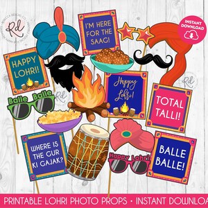 Lohri Party Photo Booth Props First Lohri signs Lohri decoration Happy Lohri party sign Indian Party Punjabi celebration Lohri decor 300