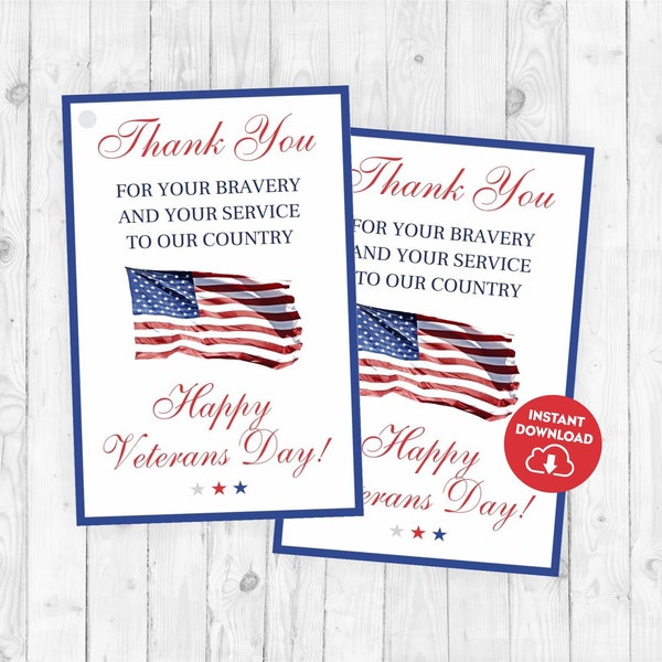 Printable Veterans Day Tags Thank You Veterans Tag Printable Veterans Day Gift Tag Happy Veterans Day Favor Tags Military Gift Tags Army 328