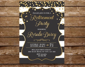 Retirement party invitation woman retirement invitation farewell invitation moving invitation retirement invite glitter party invitation 231