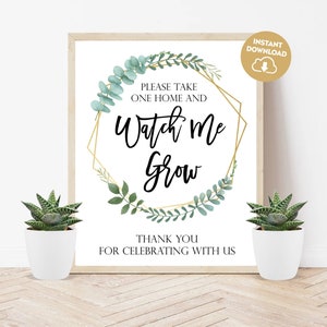 Watch me grow sign printable succulent favors baby shower sign succulents sign cactus favors sign baby shower seeds favors table plants 323