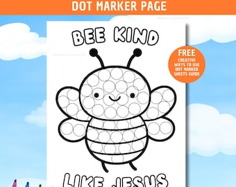 Bee Kind Like Jesus Dot Marker Page Christian Bee Dot Marker Craft Sunday School Craft Church Kids Coloring Page PreK Toddler Activity