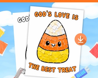 Christian Halloween Paper Craft Printable Halloween Sunday School Craft Corn Candy Tissue Paper Church Craft Activity Preschool Halloween