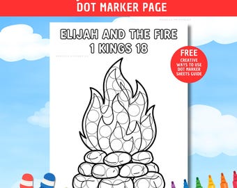 Elijah and the Fire Dot Marker 1 Kings 18 Craft Sunday School Craft Coloring Page Printable Bible Lesson Christian Preschool Elijah Craft