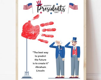 Presidents Day Handprint Craft Flag Presidents Day Activity for Kids School Printable Preschool Craft for Kids Activity Kinder Homeschool