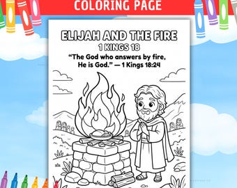 Elijah and the Fire Craft 1 Kings 18 Mount Carmel Coloring Page Elijah Coloring Page Printable for Kids Sunday School Lesson Church Activity