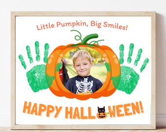 Halloween Handprint craft Daycare Halloween Activities Preschool Halloween Baby Handprint Keepsake Halloween Ideas Little Pumpkin Activity