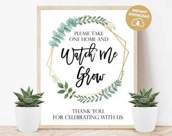 Watch me grow sign printable succulent favors baby shower sign succulents sign cactus favors sign baby shower seeds favors table plants 323