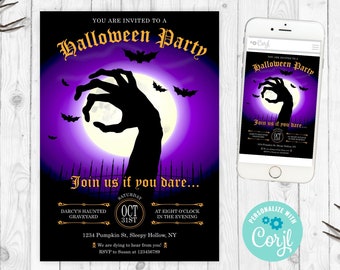 Zombie Halloween Invitation Template Halloween Invitation Zombie Themed-Party Halloween Invite Birthday Frat Party Invite Pool Party 133
