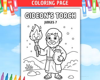 Gideon's Torch Coloring Page Gideon Bible Activity for Kids Bible Story Coloring Judges 7 Sunday School Worksheet VBS Coloring Page Church