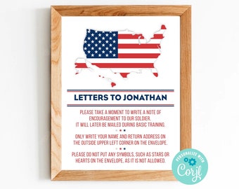 Letters To Our Soldier Sign Basic Training Farewell Party Military Party Sign Deployment Party Sign Army Going Away Party Boot Camp 328