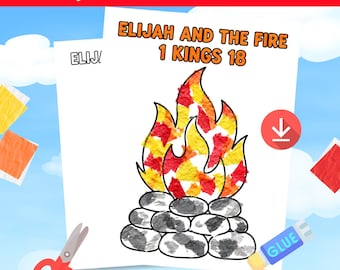Elijah and the Fire Paper Craft 1 Kings 18 Verse Bible Craft Mount Carmel Coloring Paper Craft Christian Preschool Elijah Sunday School VBS