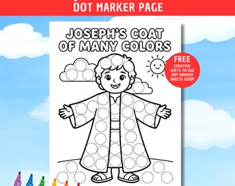 Joseph's Coat of Many Colors Dot Marker Page Bible Coloring Page Joseph Bible Story Printable for Kids Sunday School Lesson Genesis 37 Craft